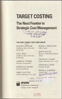 Target Costing The Next Frontier in Strategic Cost Management